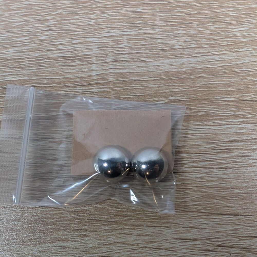 Vintage Silver-Tone Ball Clip-On Earrings – Large Round Design